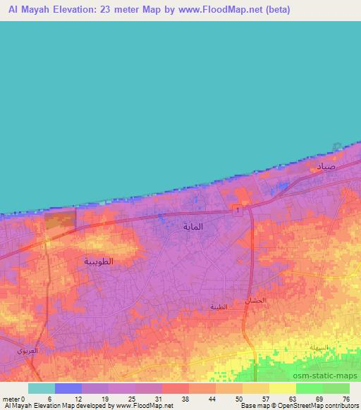 Al Mayah,Libya Elevation Map