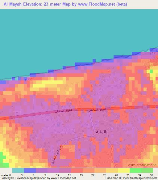 Al Mayah,Libya Elevation Map
