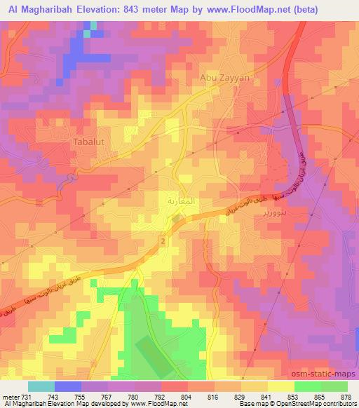 Al Magharibah,Libya Elevation Map