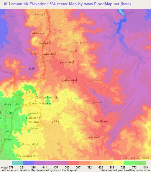 Al Lamamish,Libya Elevation Map