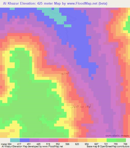 Al Khazur,Libya Elevation Map
