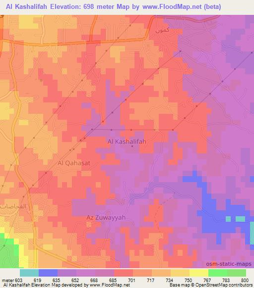 Al Kashalifah,Libya Elevation Map