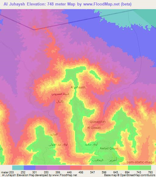 Al Juhaysh,Libya Elevation Map