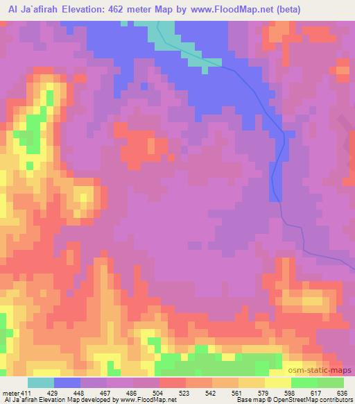 Al Ja`afirah,Libya Elevation Map