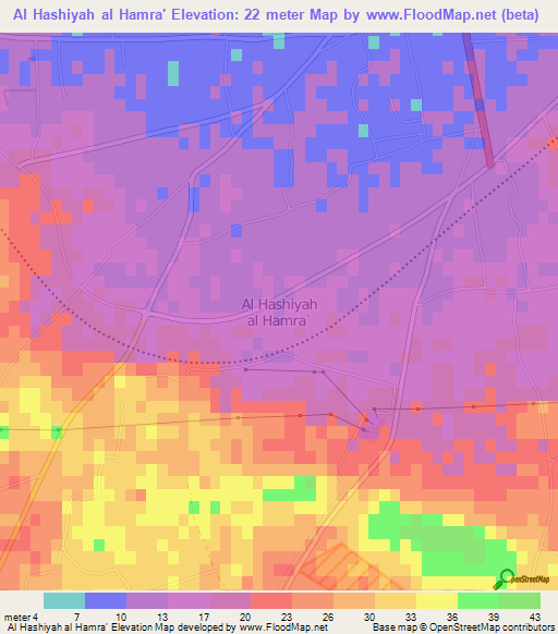 Al Hashiyah al Hamra',Libya Elevation Map