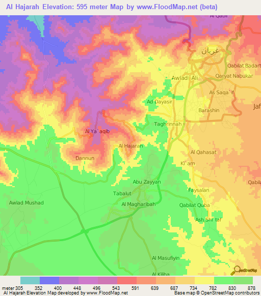 Al Hajarah,Libya Elevation Map