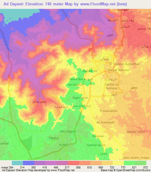 Ad Dayasir,Libya Elevation Map