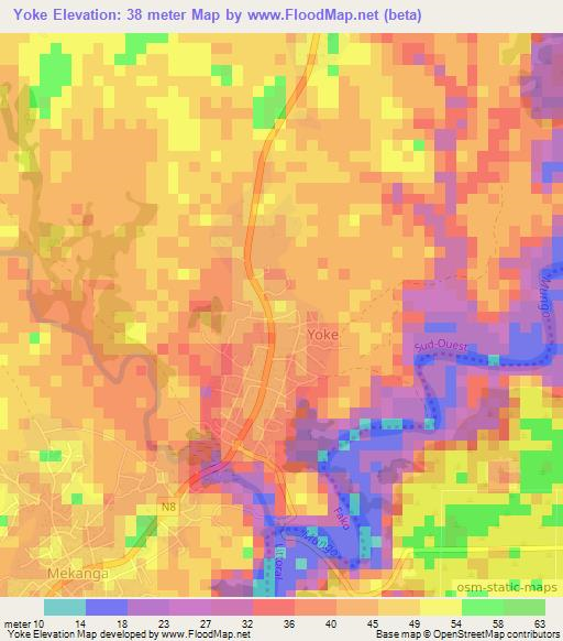 Yoke,Cameroon Elevation Map