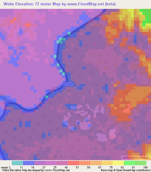 Weke,Cameroon Elevation Map