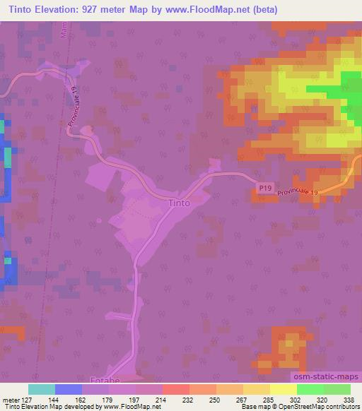 Tinto,Cameroon Elevation Map