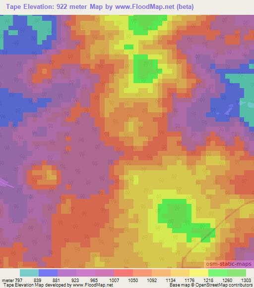Tape,Cameroon Elevation Map
