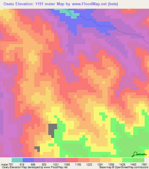 Osatu,Cameroon Elevation Map