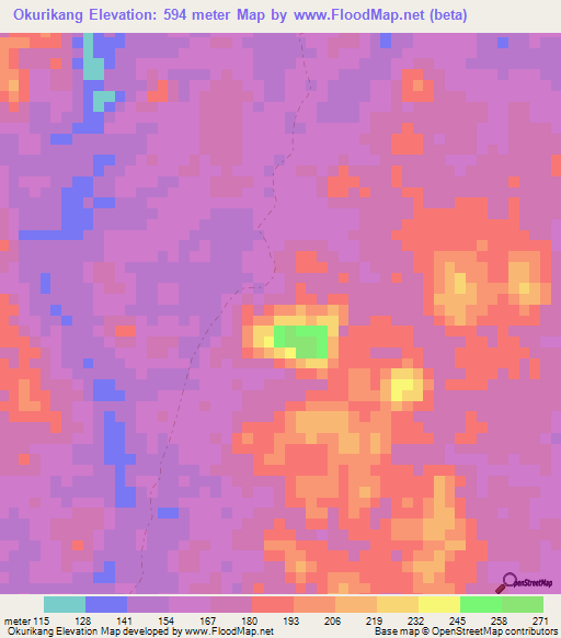Okurikang,Cameroon Elevation Map