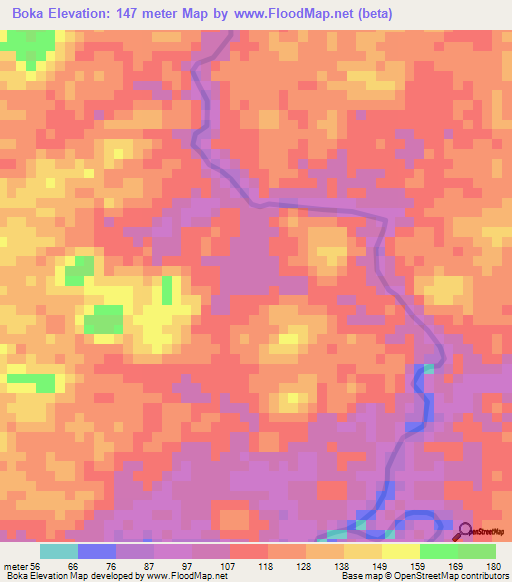 Boka,Cameroon Elevation Map