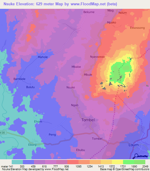 Nsuke,Cameroon Elevation Map