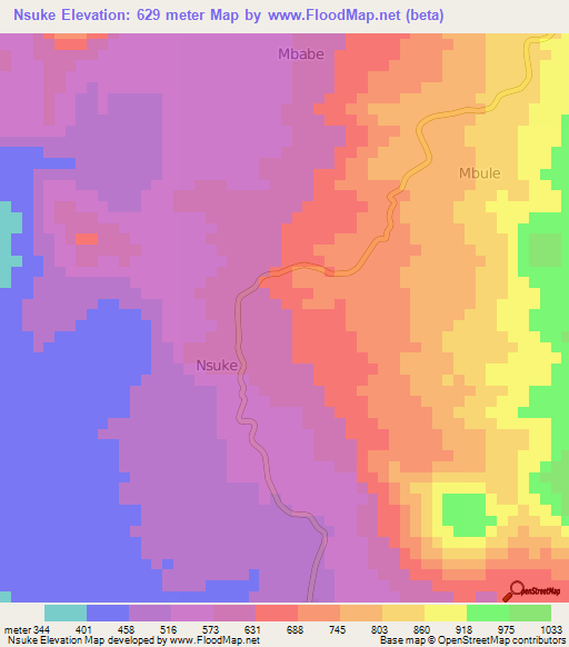 Nsuke,Cameroon Elevation Map