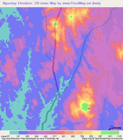 Ngundup,Cameroon Elevation Map