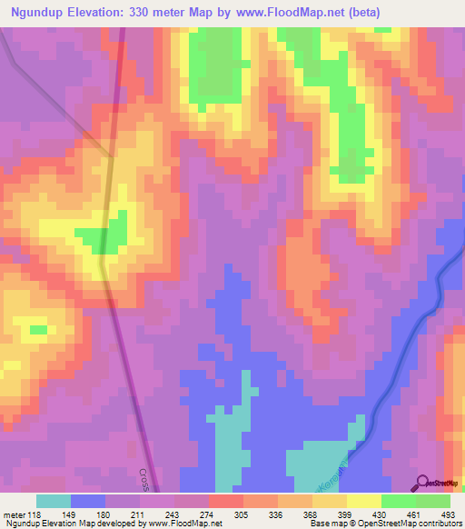 Ngundup,Cameroon Elevation Map
