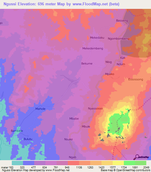 Ngussi,Cameroon Elevation Map