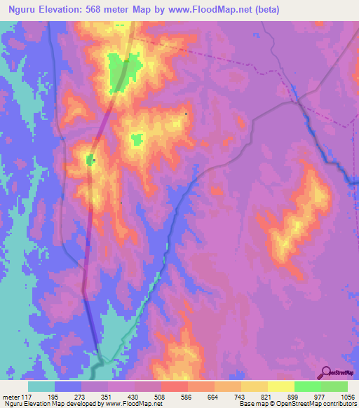 Nguru,Cameroon Elevation Map