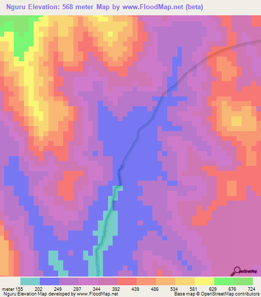 Nguru,Cameroon Elevation Map
