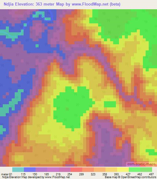 Ndjia,Cameroon Elevation Map