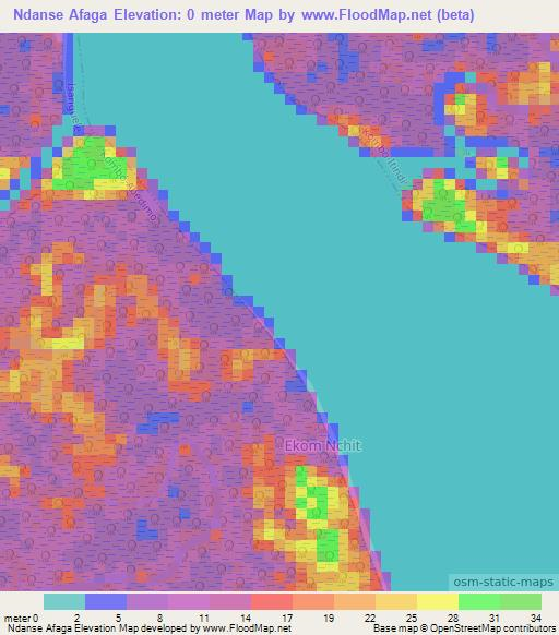 Ndanse Afaga,Cameroon Elevation Map