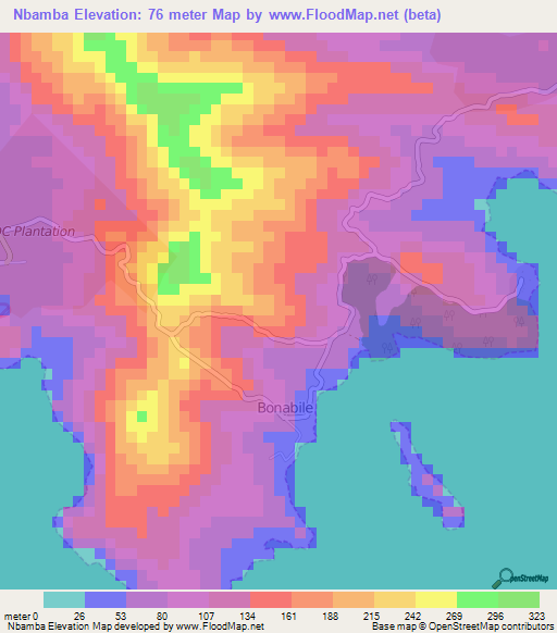 Nbamba,Cameroon Elevation Map
