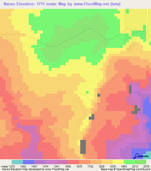 Nanso,Cameroon Elevation Map