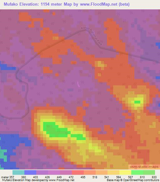 Mufako,Cameroon Elevation Map