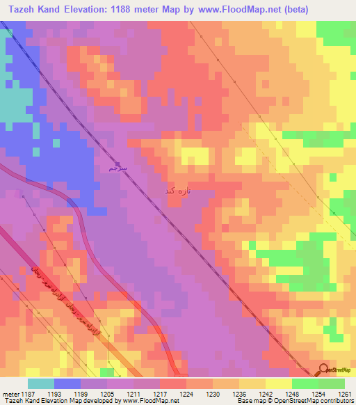 Tazeh Kand,Iran Elevation Map
