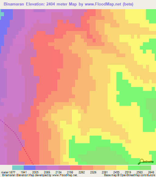 Binamaran,Iran Elevation Map