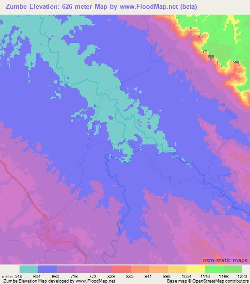 Zumbe,Angola Elevation Map