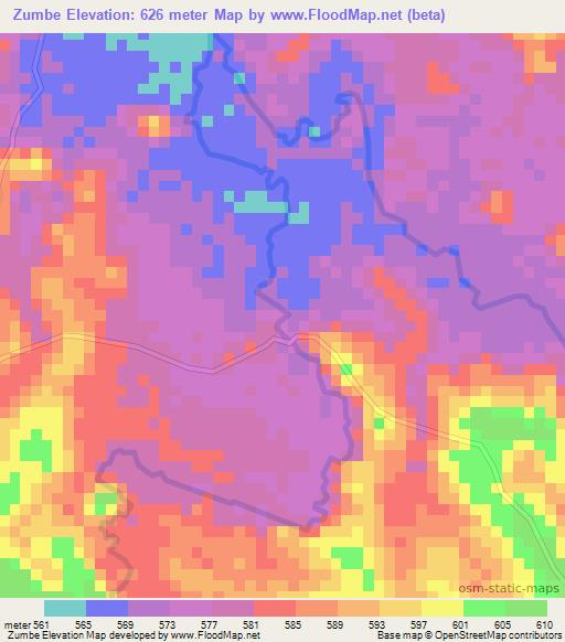 Zumbe,Angola Elevation Map