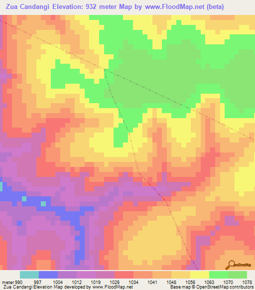 Zua Candangi,Angola Elevation Map