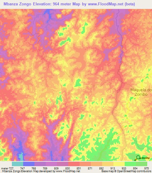 Mbanza Zongo,Angola Elevation Map