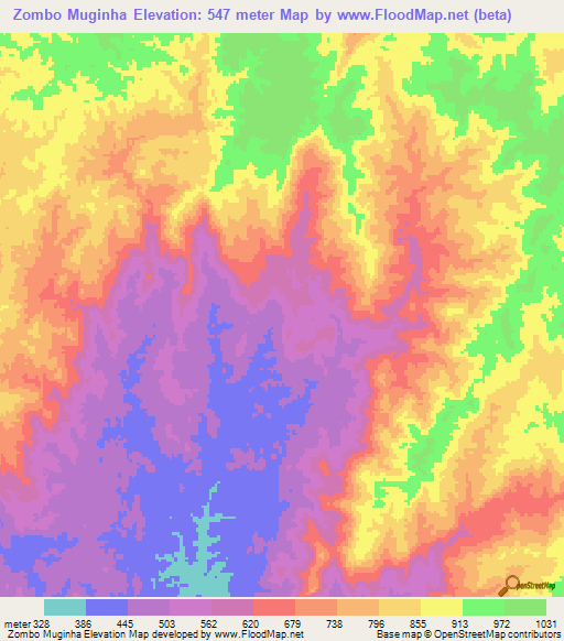 Zombo Muginha,Angola Elevation Map