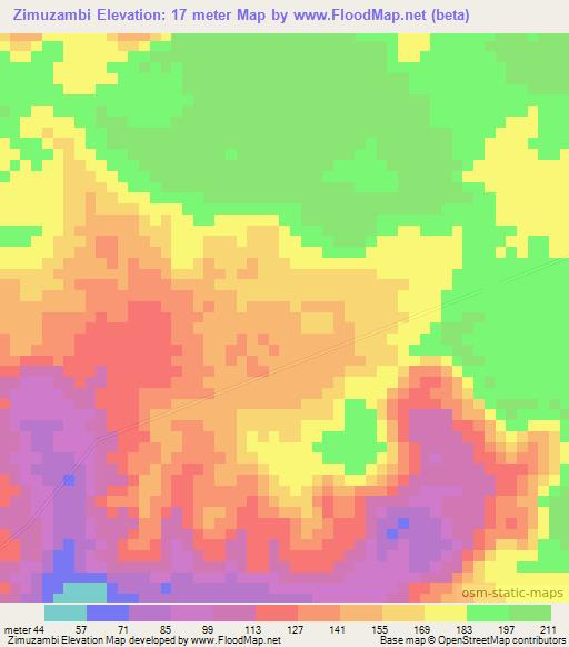 Zimuzambi,Angola Elevation Map