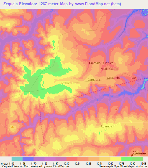Zequela,Angola Elevation Map