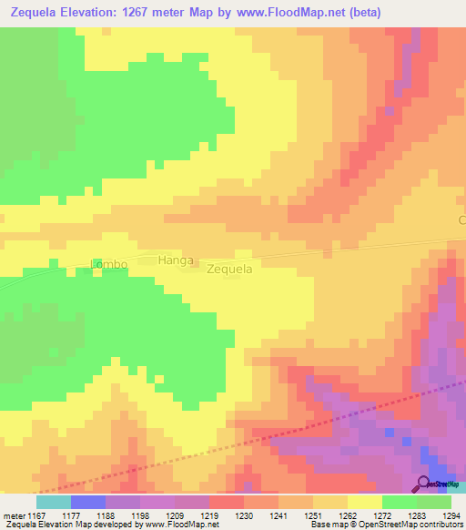Zequela,Angola Elevation Map