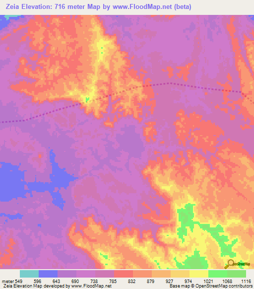 Zeia,Angola Elevation Map
