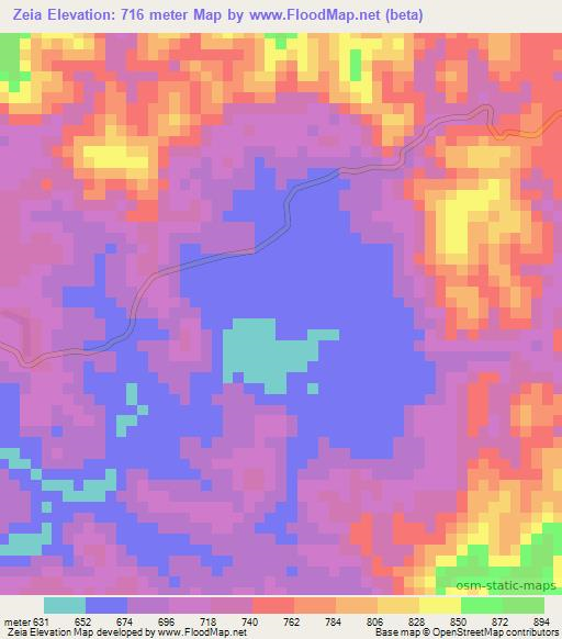 Zeia,Angola Elevation Map