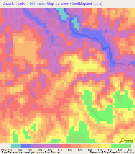 Zaza,Angola Elevation Map