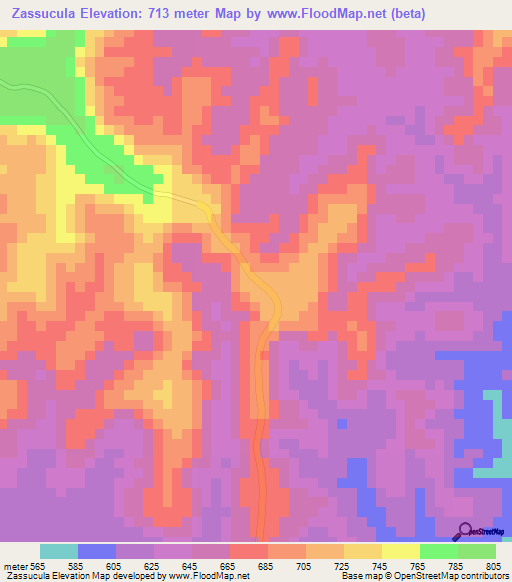 Zassucula,Angola Elevation Map