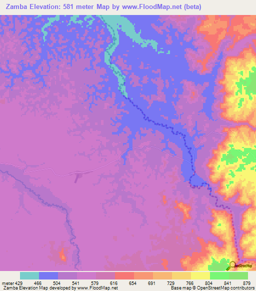 Zamba,Angola Elevation Map