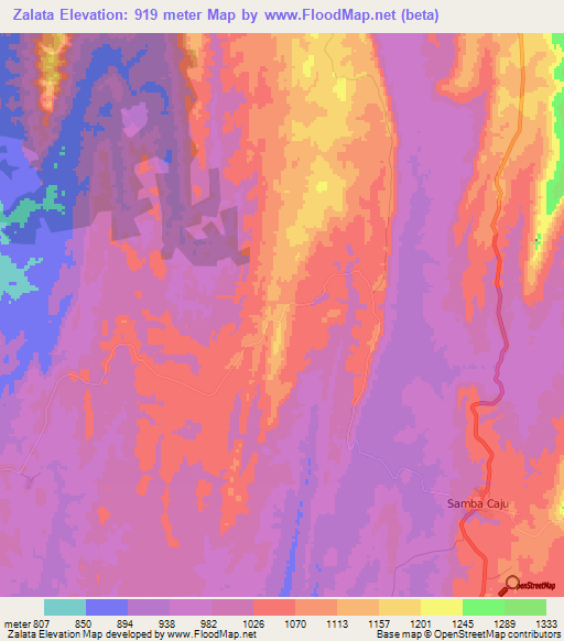 Zalata,Angola Elevation Map
