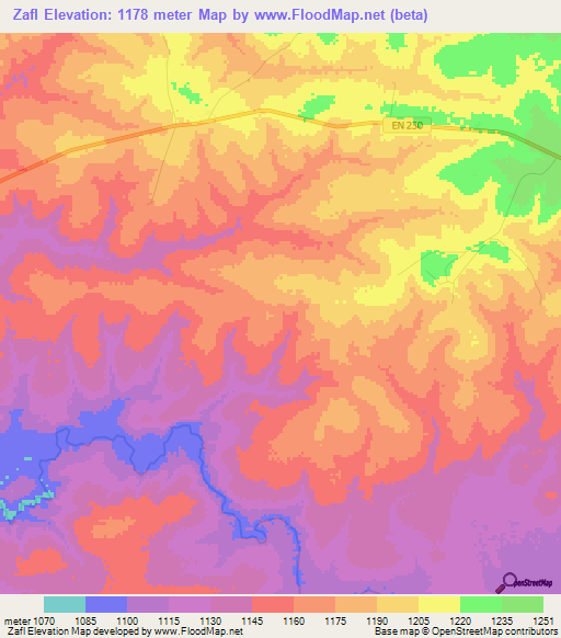 Zafl,Angola Elevation Map