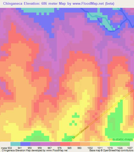 Chinganeca,Angola Elevation Map