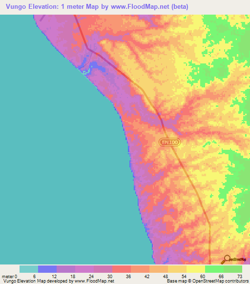 Vungo,Angola Elevation Map