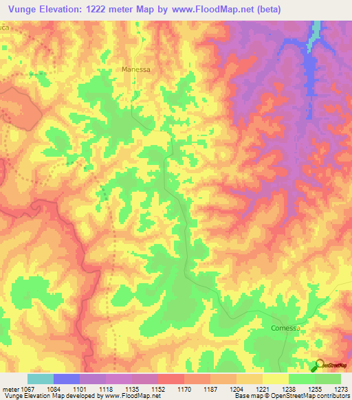 Vunge,Angola Elevation Map